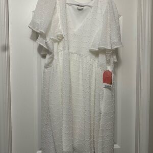 Aula White Textured Dress